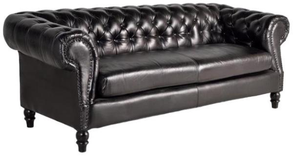 Product photograph of Cecil Black Genuine Leather Chester Sofa from Choice Furniture Superstore.