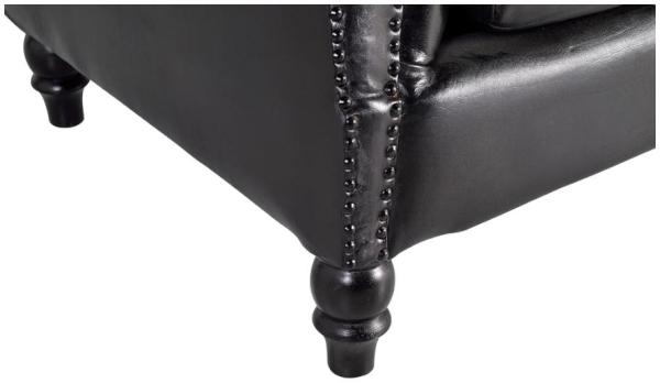 Product photograph of Cecil Black Genuine Leather Chester Sofa from Choice Furniture Superstore.