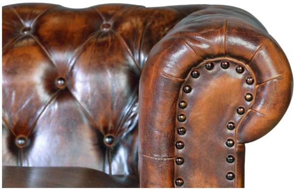 Product photograph of Talpa Genuine Brown Leather Chester Sofa from Choice Furniture Superstore.