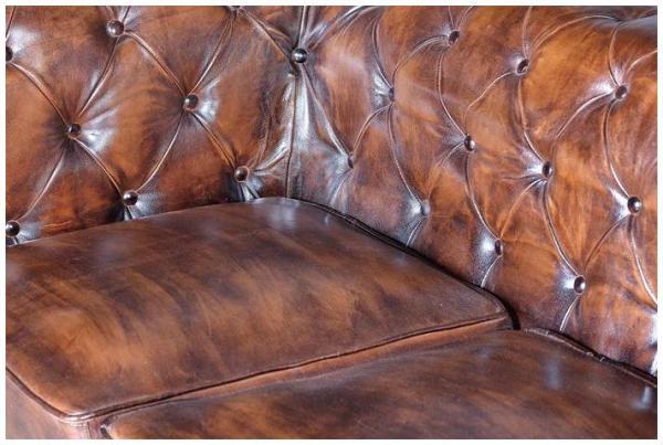 Product photograph of Talpa Genuine Brown Leather Chester Sofa from Choice Furniture Superstore.