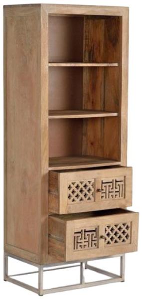 Product photograph of Hiram Carved Mango Tree Wood Bookcase from Choice Furniture Superstore.