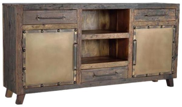 Product photograph of Pemberton Recovered Railway Wood 2 Door 3 Drawer Large Sideboard from Choice Furniture Superstore.