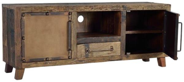 Product photograph of Pemberton Recovered Railway Wood 2 Door 1 Drawer Tv Cabinet from Choice Furniture Superstore.