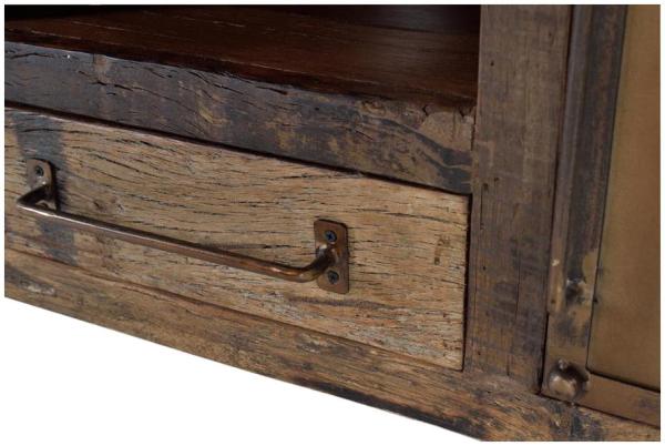 Product photograph of Pemberton Recovered Railway Wood 2 Door 1 Drawer Tv Cabinet from Choice Furniture Superstore.