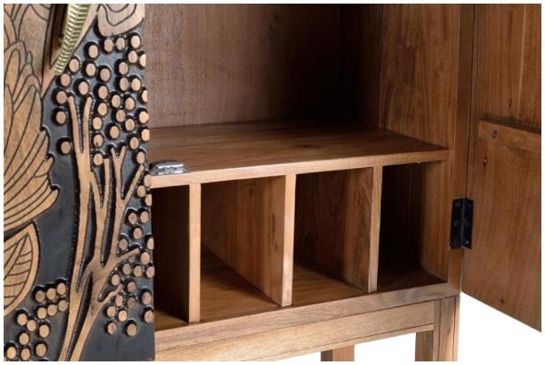 Product photograph of Orviston Carved Solid Acacia Wood Bottle Rack Cabinet from Choice Furniture Superstore.