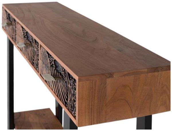 Product photograph of Orviston Acacia Wood 3 Drawer Console Table from Choice Furniture Superstore.