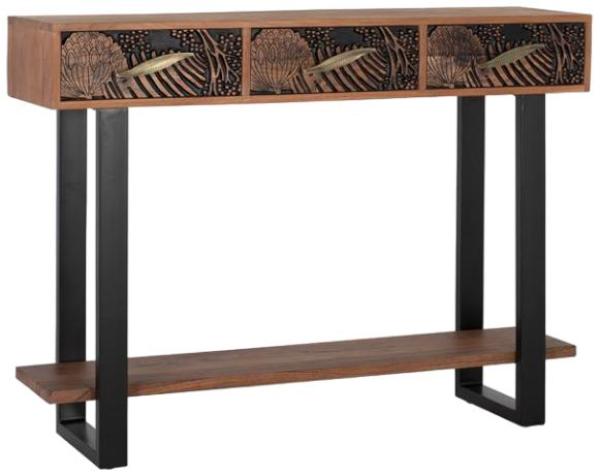 Product photograph of Orviston Acacia Wood 3 Drawer Console Table from Choice Furniture Superstore.