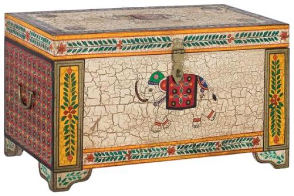 Product photograph of Loicheck Hand-painted Mango Wood Storage Trunk - 1570 from Choice Furniture Superstore.