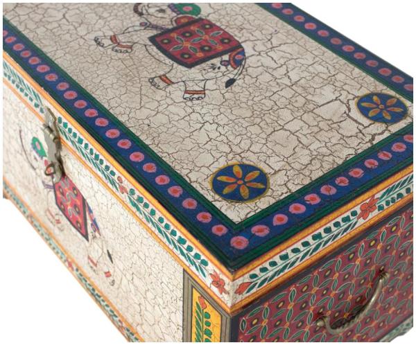 Product photograph of Loicheck Hand-painted Mango Wood Storage Trunk - 1570 from Choice Furniture Superstore.