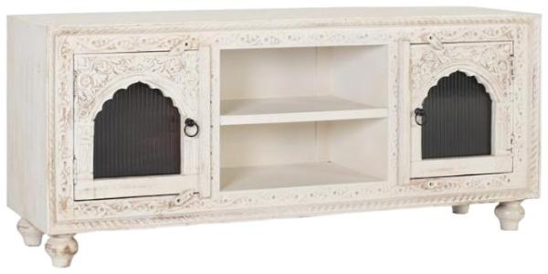 Product photograph of Vengayi Solid Mango Wood 2 Glass Door Tv Cabinet - 1554 from Choice Furniture Superstore.