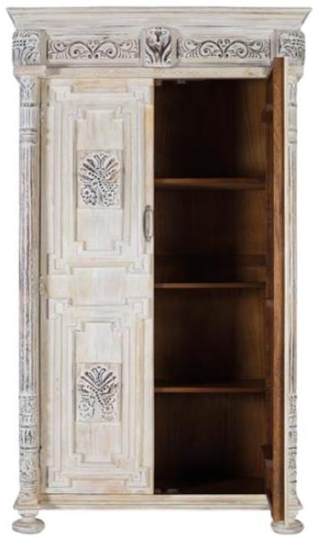 Product photograph of Imbery Aged White Mango Wood Wardrobe from Choice Furniture Superstore.