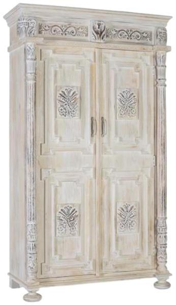 Product photograph of Imbery Aged White Mango Wood Wardrobe from Choice Furniture Superstore.