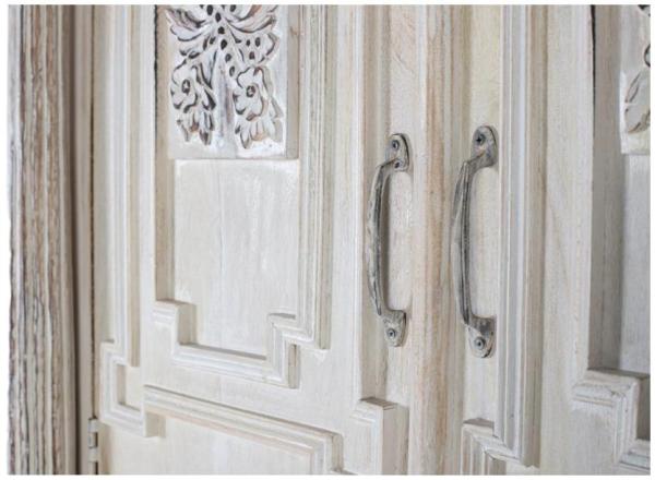 Product photograph of Imbery Aged White Mango Wood Wardrobe from Choice Furniture Superstore.