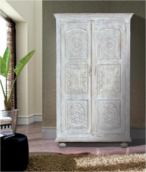 Product photograph of Granbury Carved Mango Tree Wood Wardrobe from Choice Furniture Superstore.