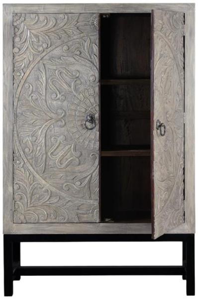 Product photograph of Zarate Carved Mango Tree Wood Hall Cabinet from Choice Furniture Superstore.