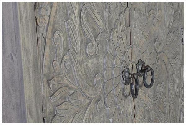 Product photograph of Zarate Carved Mango Tree Wood Hall Cabinet from Choice Furniture Superstore.