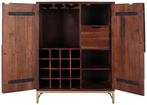 Product photograph of Flora Mango Wood And Metal 2 Door Bar Cabinet from Choice Furniture Superstore.