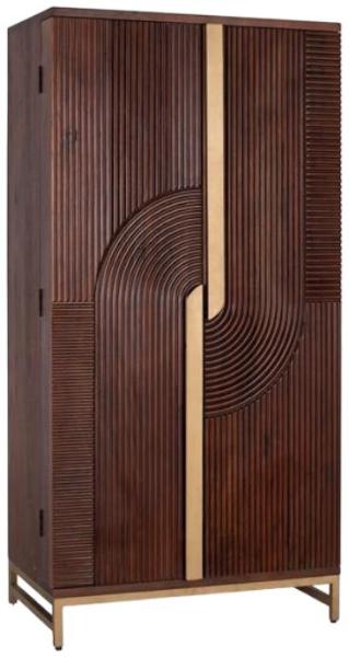 Product photograph of Force Mango Wood And Metal 2 Door Tall Bar Cabinet from Choice Furniture Superstore.