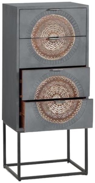 Product photograph of Wood Lytton Hand Carved Mango Tree Wood 4 Drawer Chest from Choice Furniture Superstore.