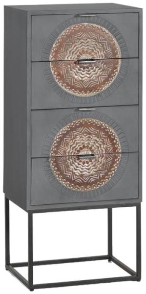 Product photograph of Wood Lytton Hand Carved Mango Tree Wood 4 Drawer Chest from Choice Furniture Superstore.
