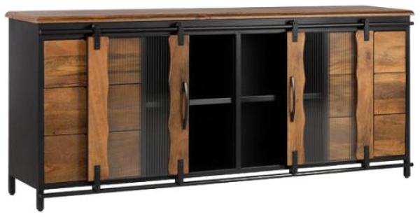 Product photograph of Ballinger Industrial 2 Sliding Doors 6 Drawer Large Sideboard from Choice Furniture Superstore.