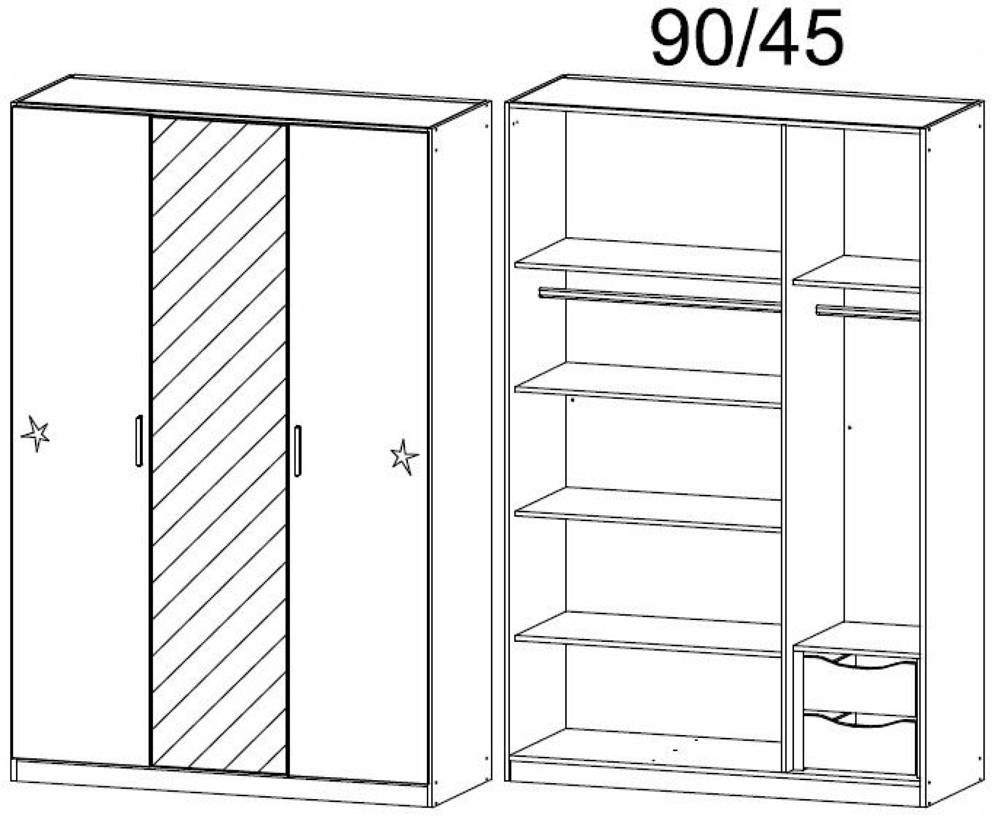 Product photograph of Rauch Stuttgart 3 Door 1 Mirror Wardrobe In White - W 136cm from Choice Furniture Superstore.