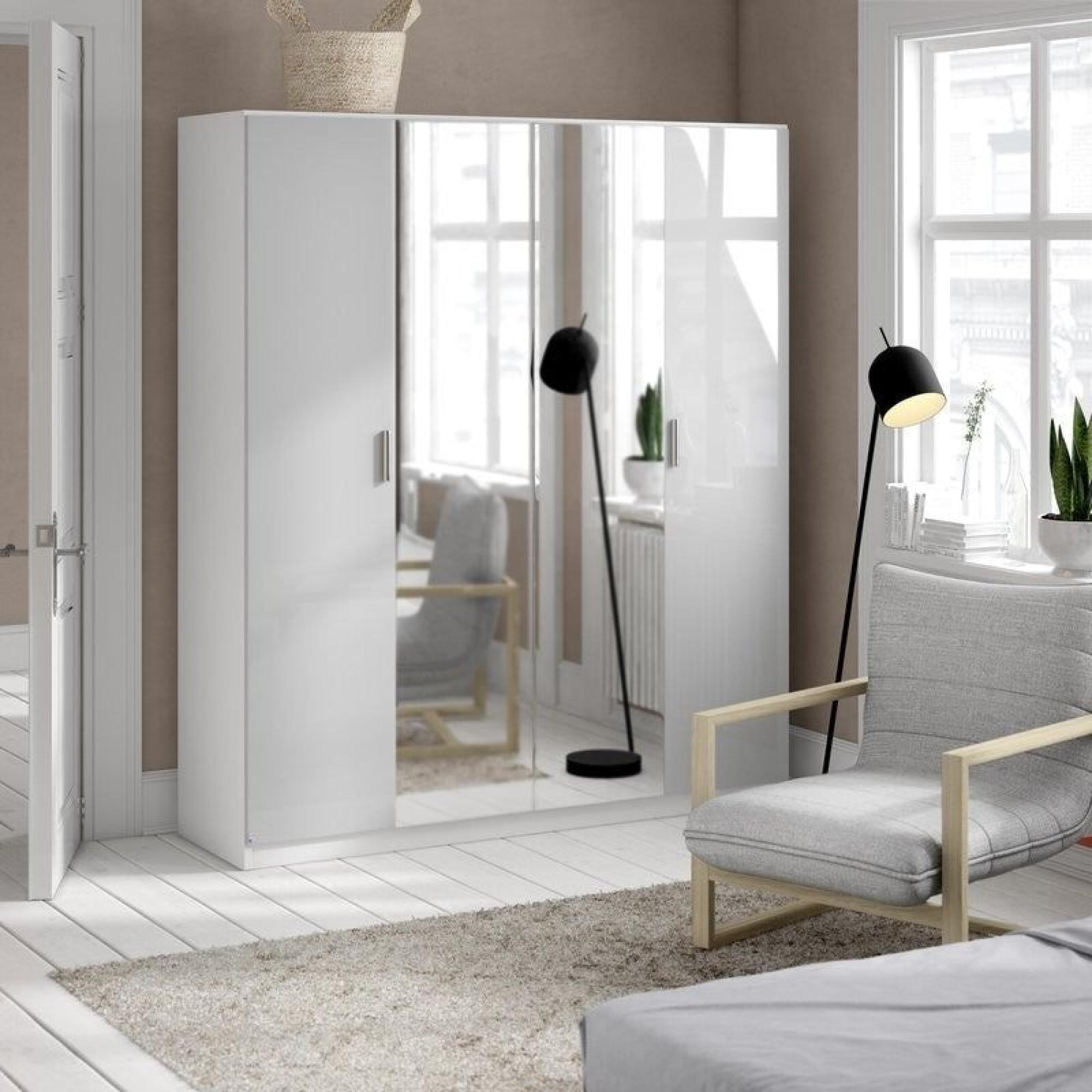 Product photograph of Stuttgart 4 Door 2 Mirror Wardrobe In White - W 181cm from Choice Furniture Superstore.
