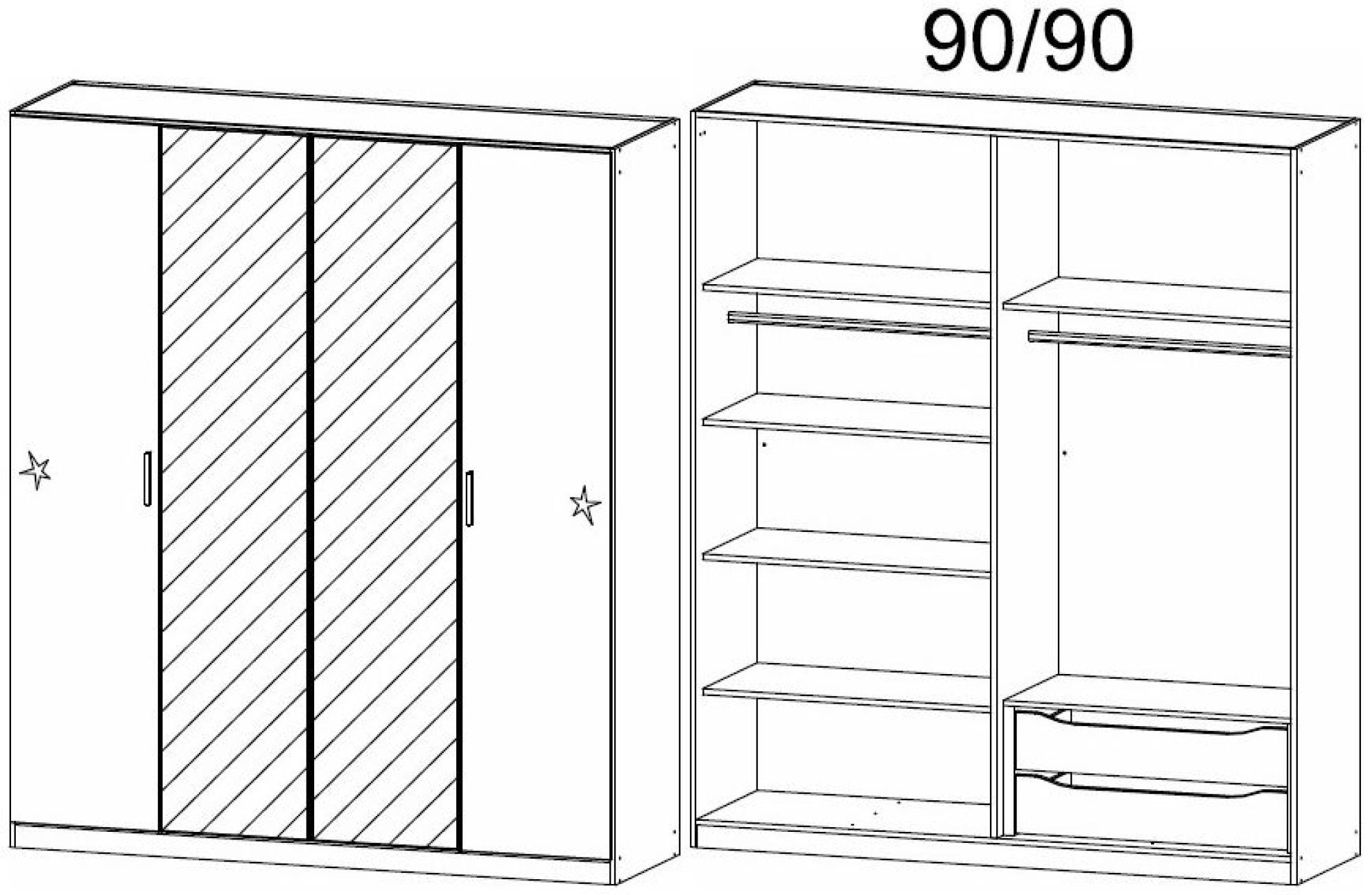 Product photograph of Stuttgart 4 Door 2 Mirror Wardrobe In White - W 181cm from Choice Furniture Superstore.