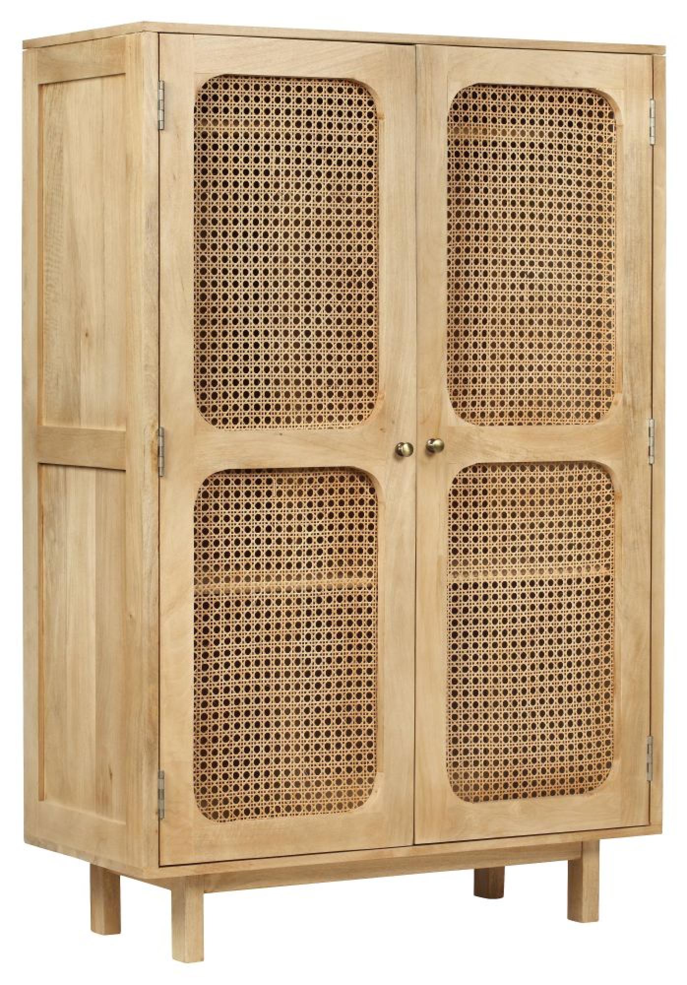 Product photograph of Indi Wood And Rattan 2 Door Wardrobe from Choice Furniture Superstore.