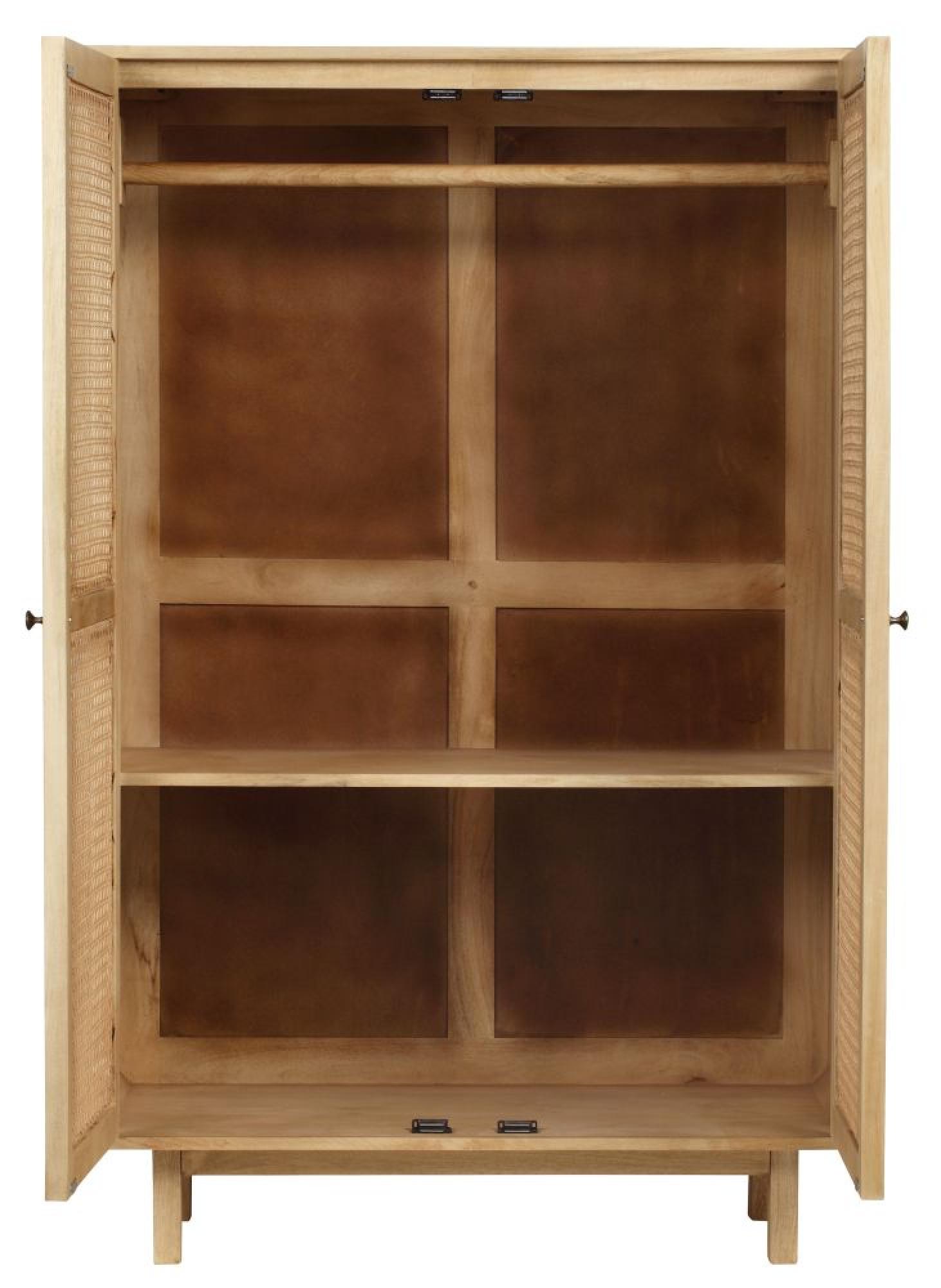 Product photograph of Indi Wood And Rattan 2 Door Wardrobe from Choice Furniture Superstore.