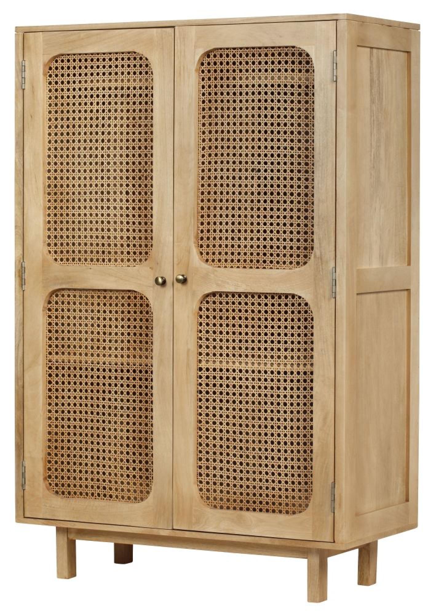 Product photograph of Indi Wood And Rattan 2 Door Wardrobe from Choice Furniture Superstore.