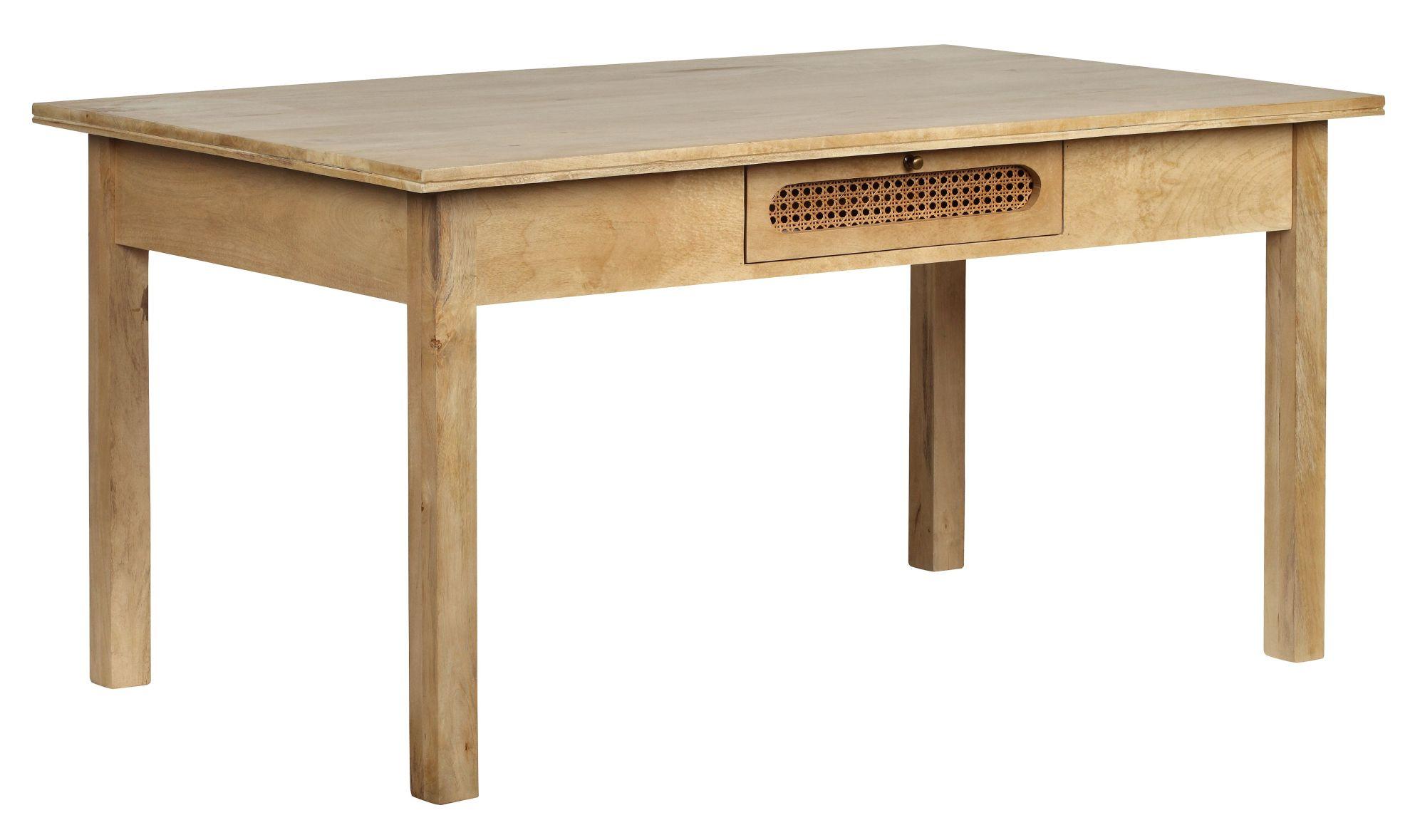 Product photograph of Indi Wood And Rattan 6 Seater Dining Table With 2 Drawer from Choice Furniture Superstore.