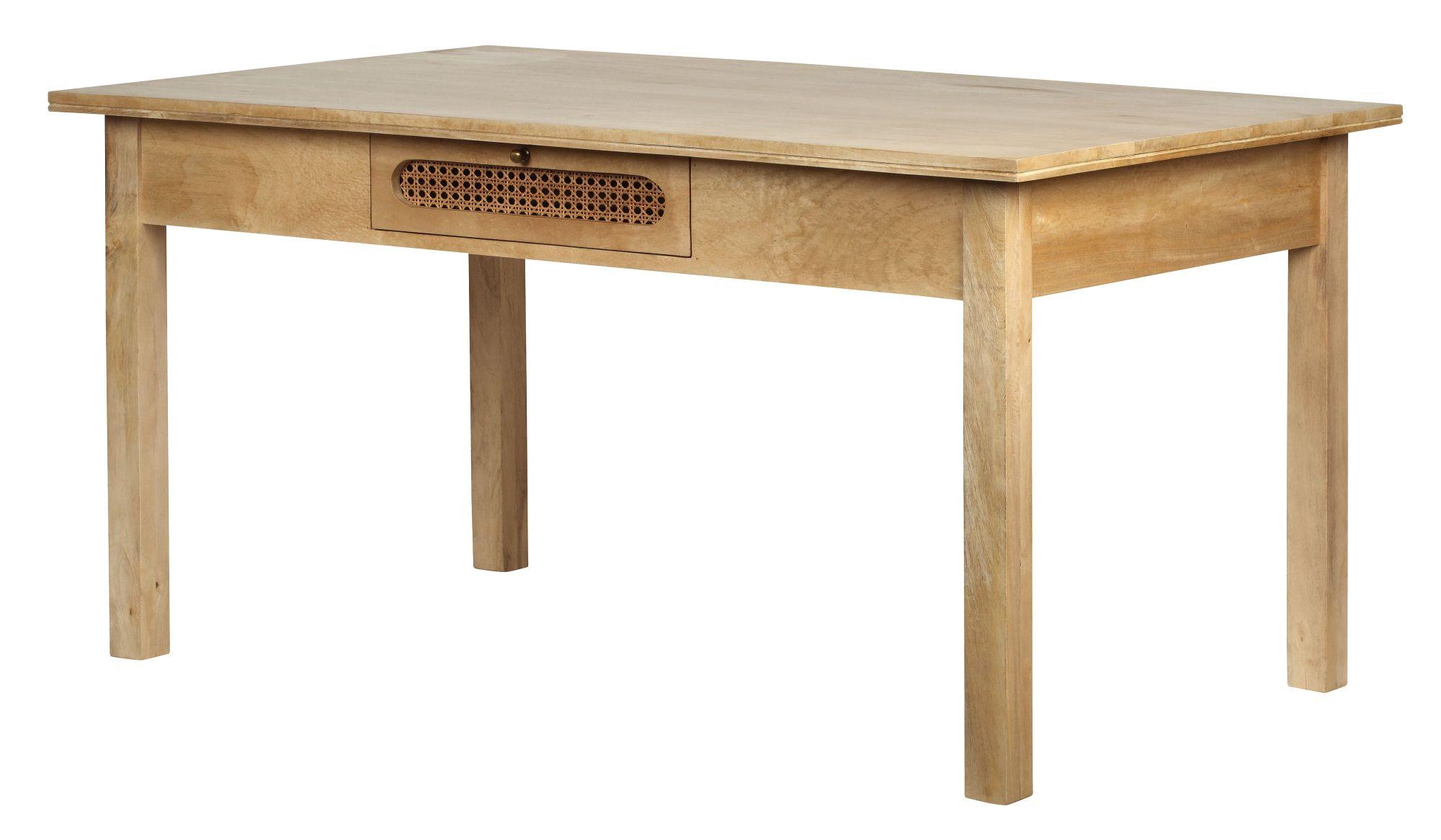 Product photograph of Indi Wood And Rattan 6 Seater Dining Table With 2 Drawer from Choice Furniture Superstore.