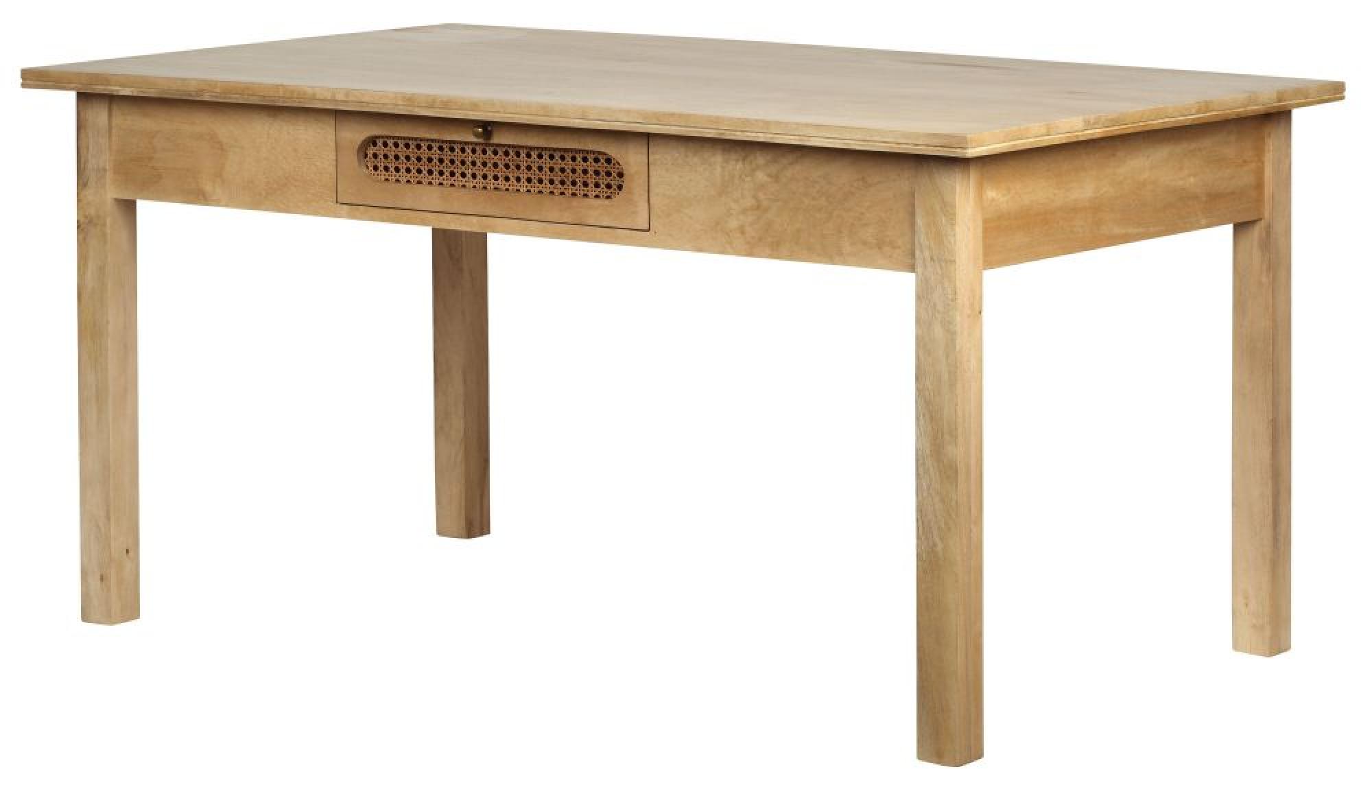 Product photograph of Retro 150cm Wood And Rattan 2 Drawer Dining Table from Choice Furniture Superstore.