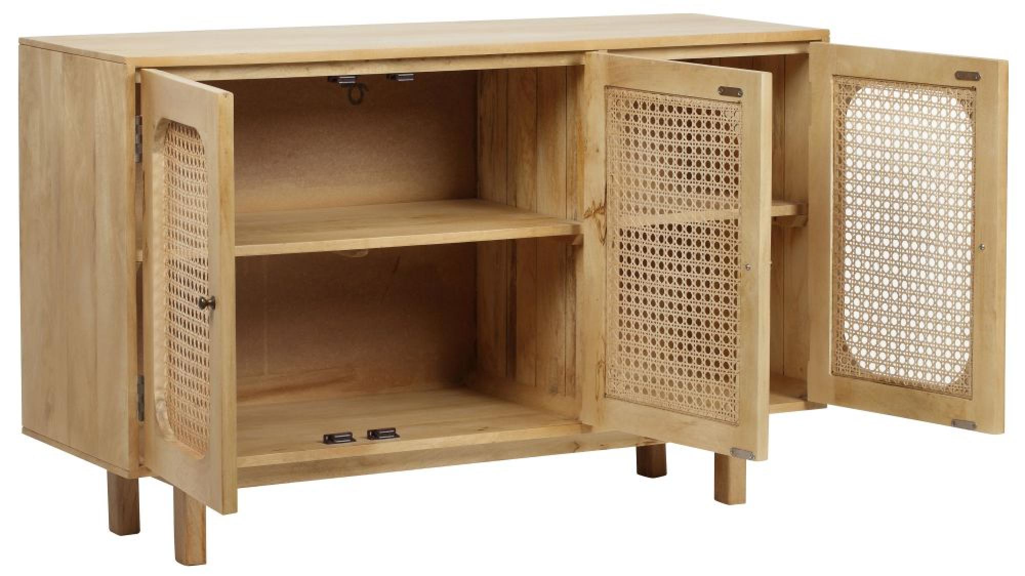 Product photograph of Retro Wood And Rattan Sideboard - 3 Doors from Choice Furniture Superstore.