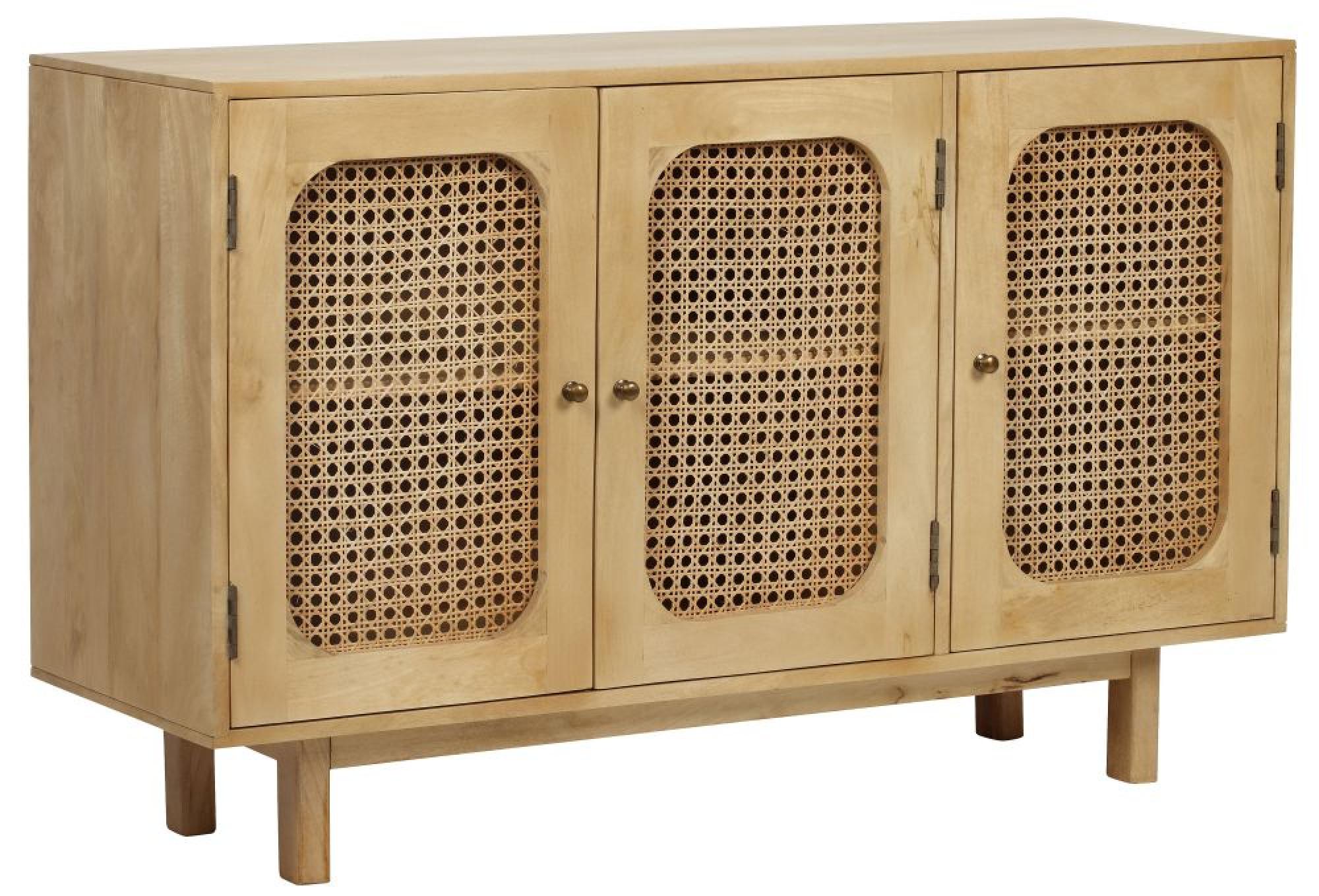 Product photograph of Retro Wood And Rattan Sideboard - 3 Doors from Choice Furniture Superstore.