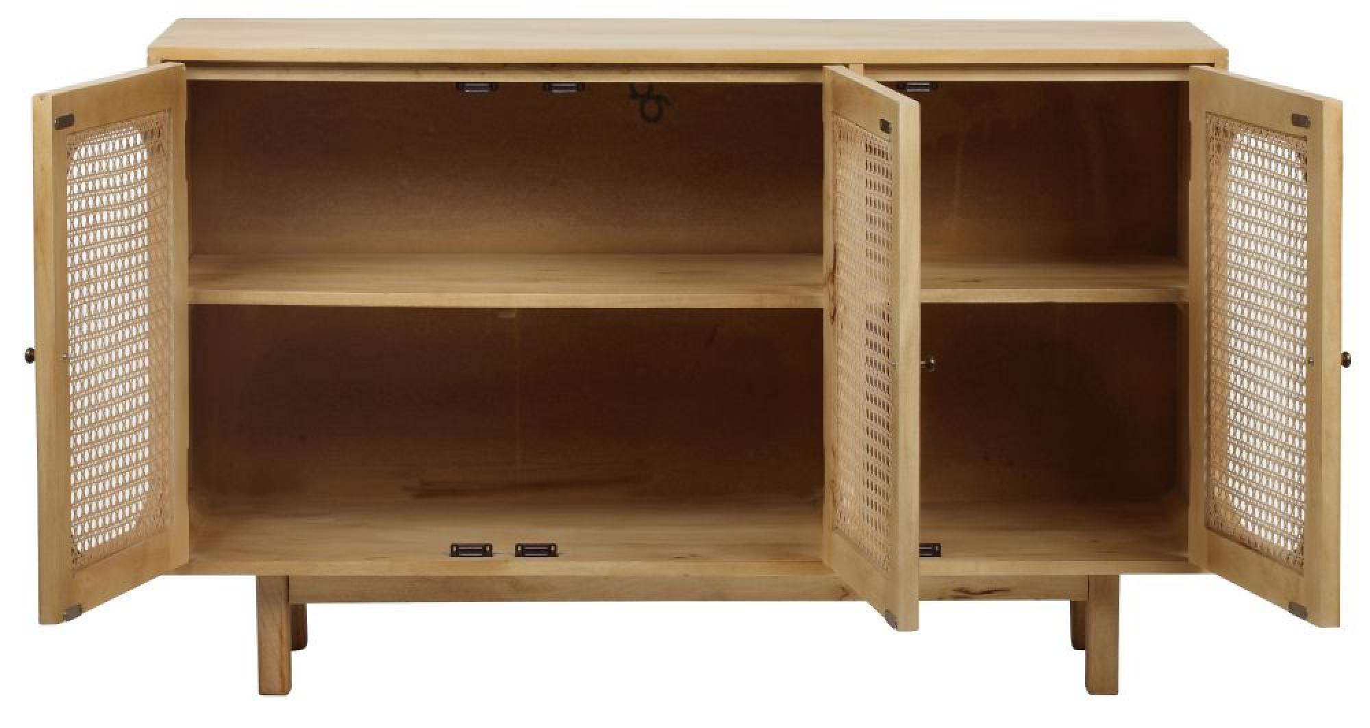 Product photograph of Retro Wood And Rattan Sideboard - 3 Doors from Choice Furniture Superstore.