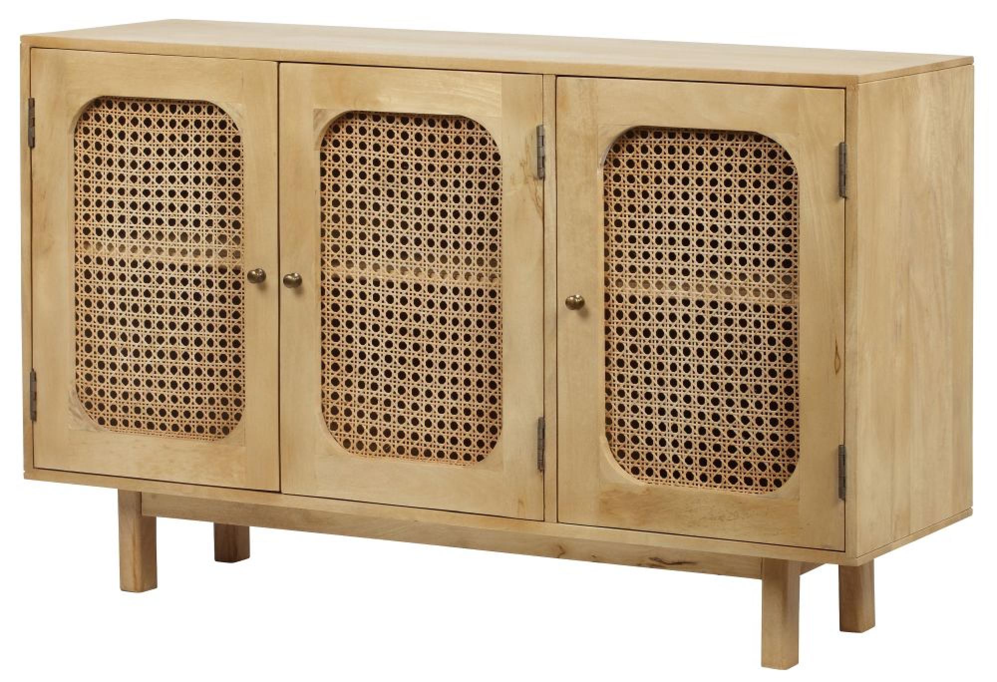 Product photograph of Retro Wood And Rattan Sideboard - 3 Doors from Choice Furniture Superstore.