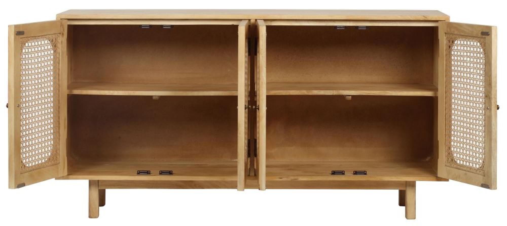 Product photograph of Retro Wood And Rattan Sideboard - 4 Doors from Choice Furniture Superstore.