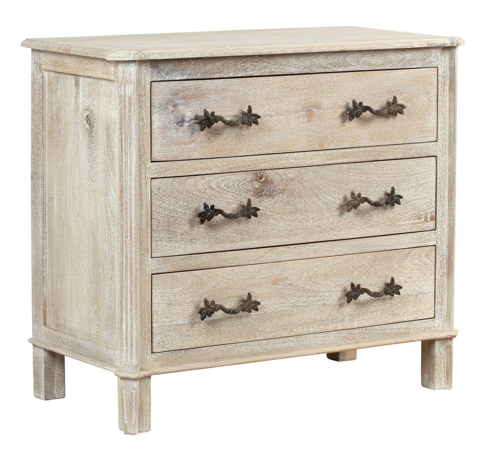 Product photograph of Nimes French Style Whitewash 3 Drawer Chest from Choice Furniture Superstore.