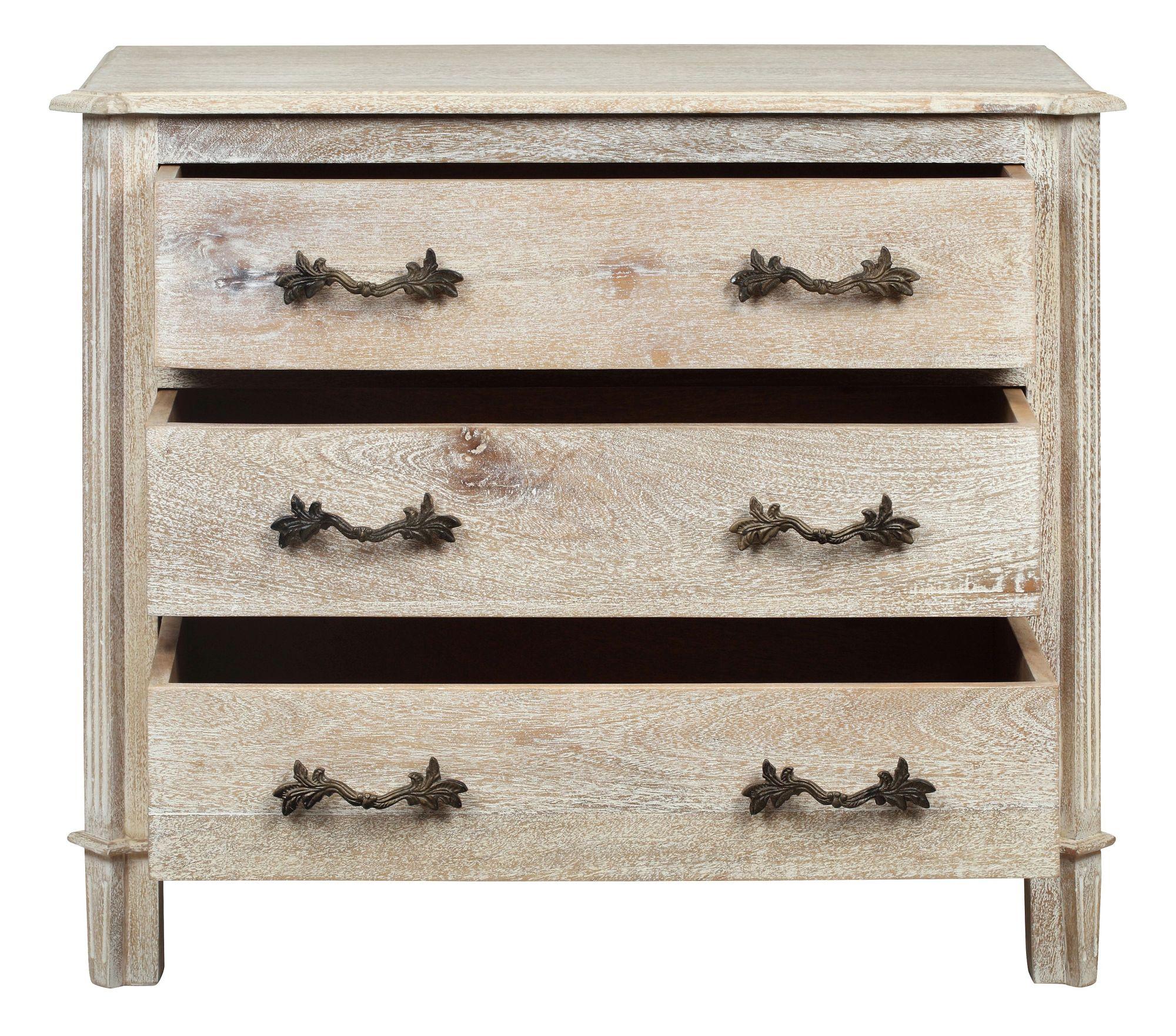 Product photograph of Nimes French Style Whitewash 3 Drawer Chest from Choice Furniture Superstore.