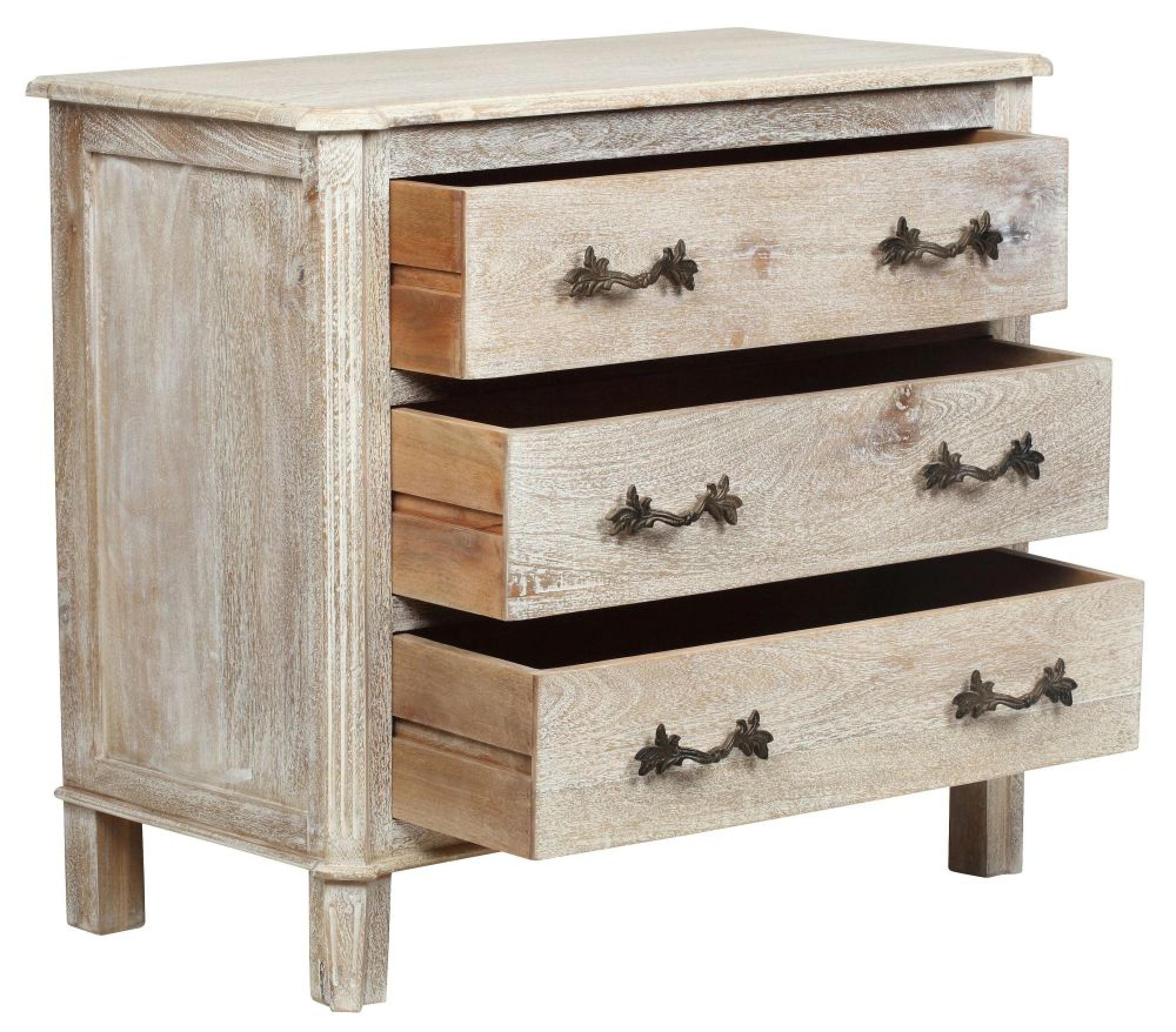 Product photograph of Nimes French Style Whitewash Chest - 3 Drawers from Choice Furniture Superstore.