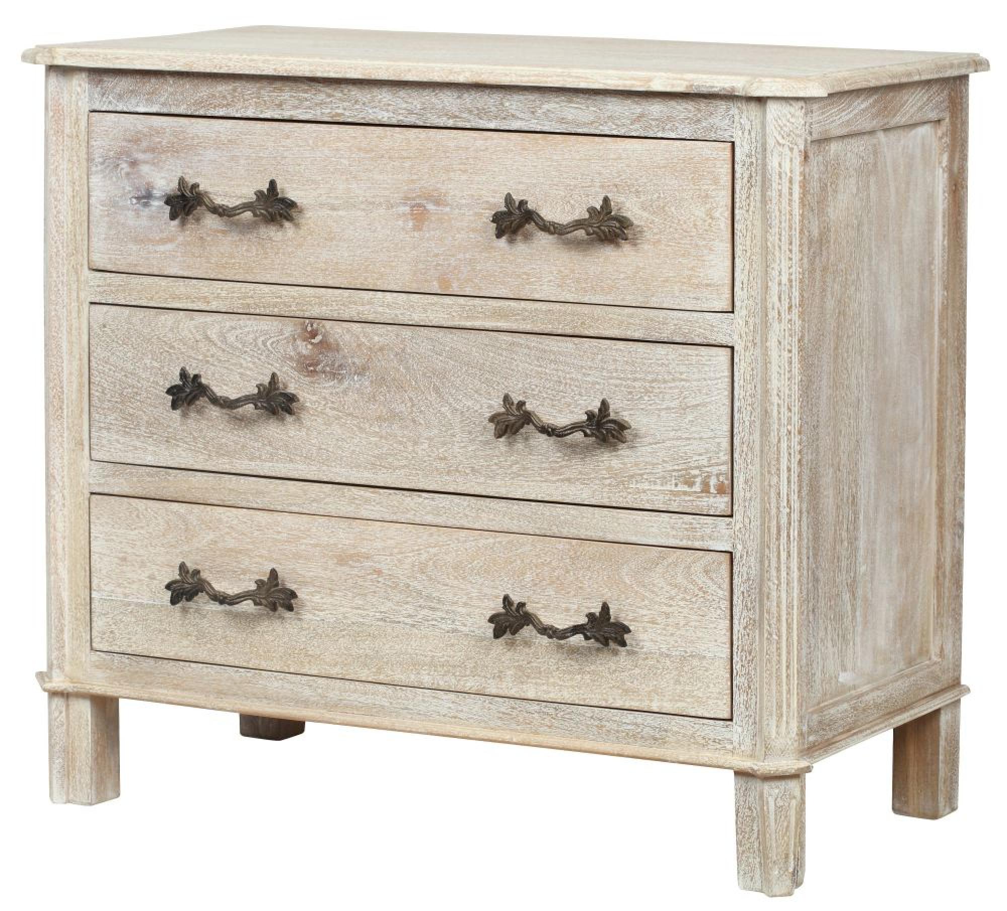 Product photograph of Nimes French Style Whitewash Chest - 3 Drawers from Choice Furniture Superstore.