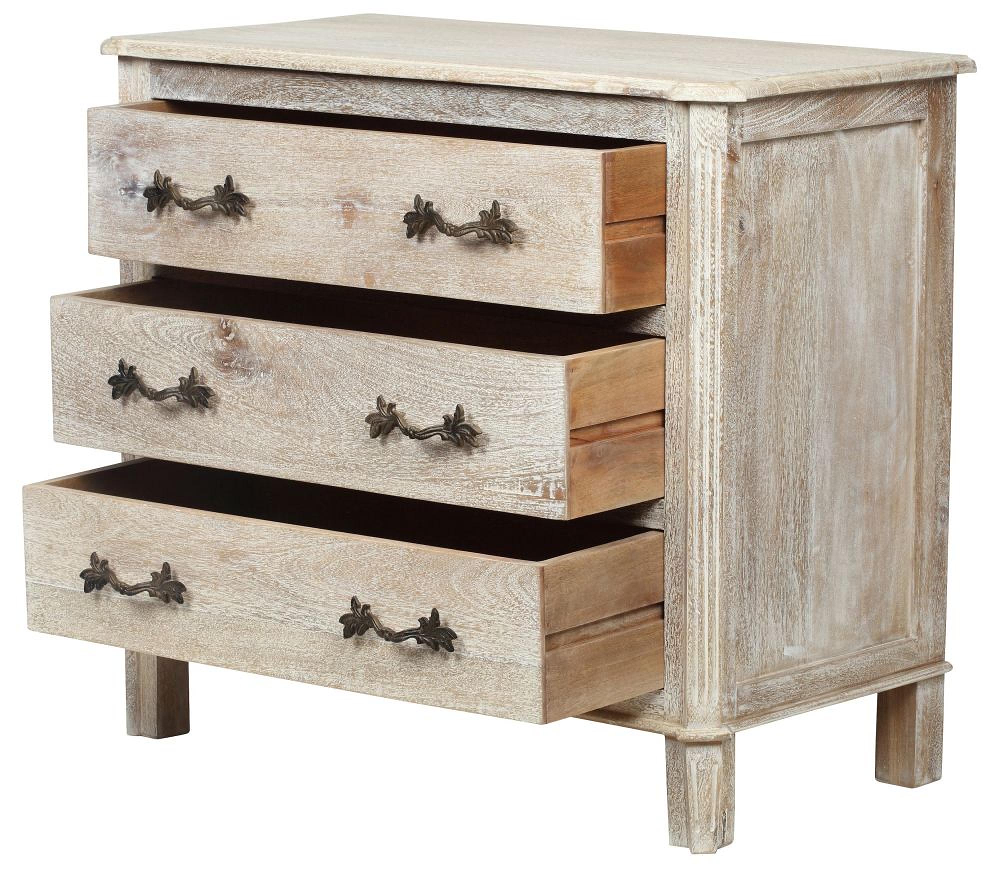 Product photograph of Nimes French Style Whitewash Chest - 3 Drawers from Choice Furniture Superstore.