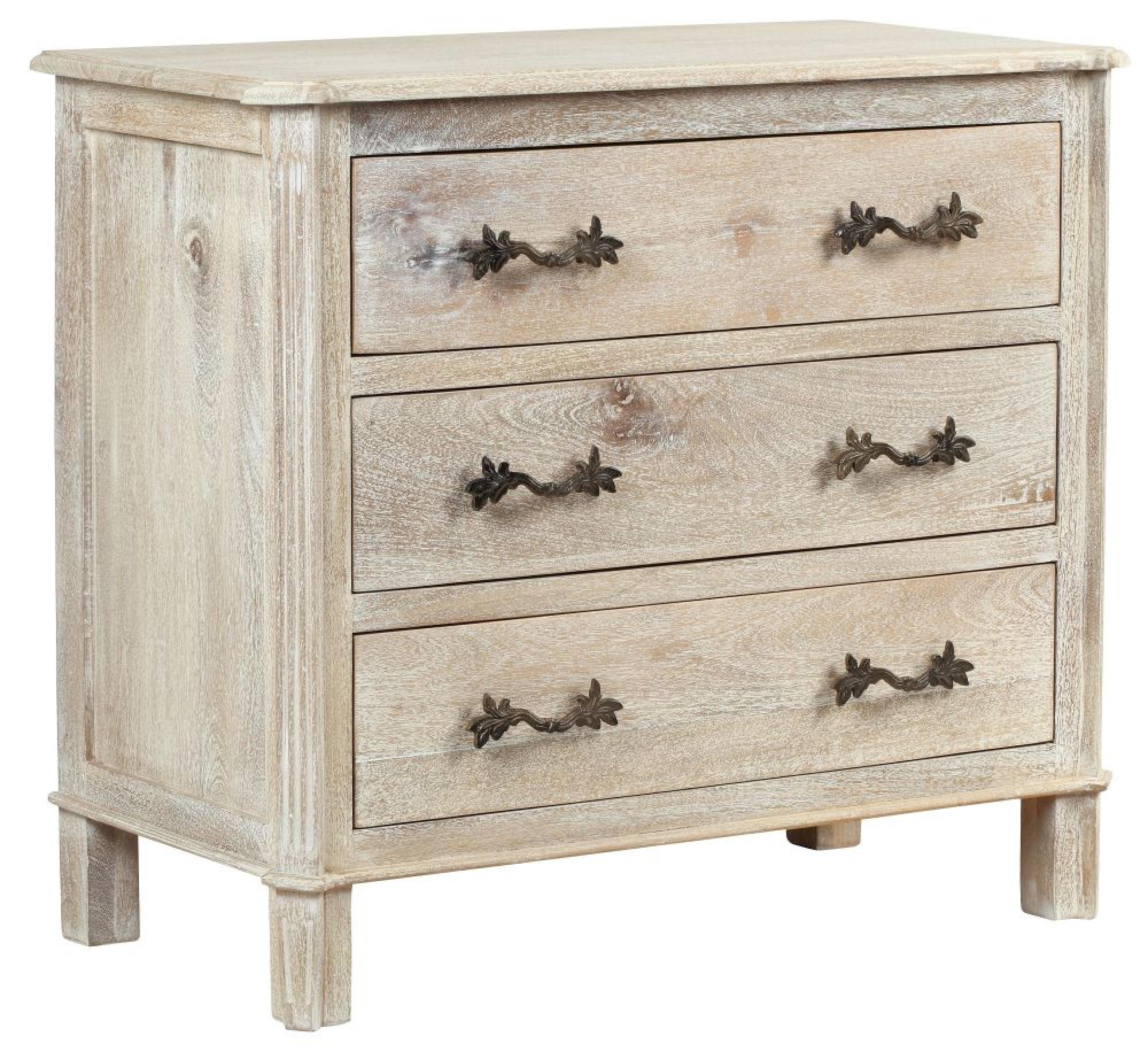 Product photograph of Nimes French Style Whitewash Chest - 3 Drawers from Choice Furniture Superstore.