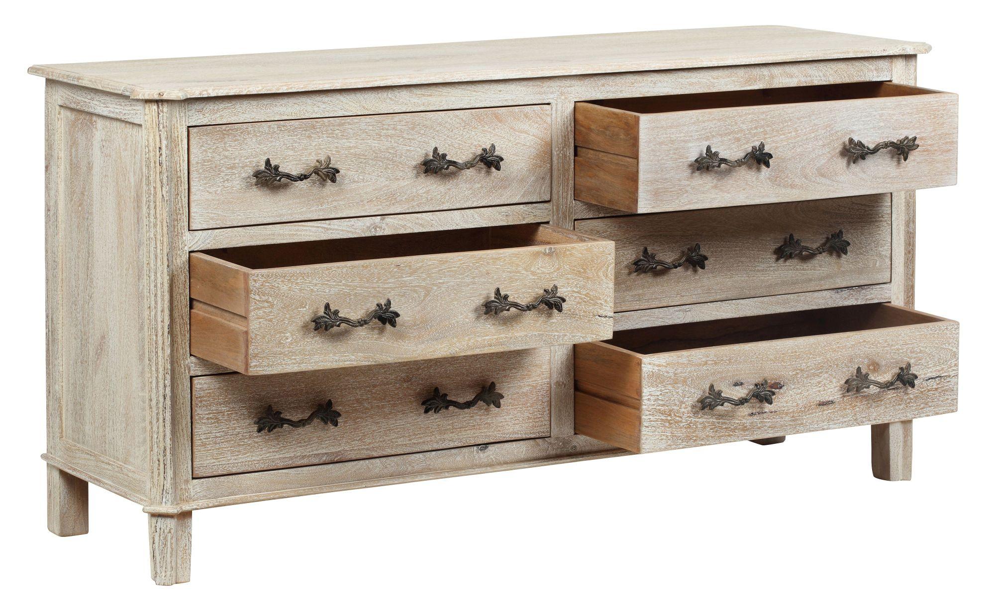 Product photograph of Nimes French Style Whitewash 6 Drawer Chest from Choice Furniture Superstore.