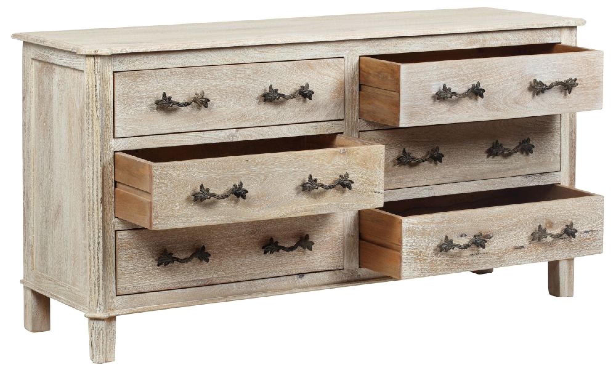 Product photograph of Nimes French Style Whitewash Chest - 6 Drawers from Choice Furniture Superstore.