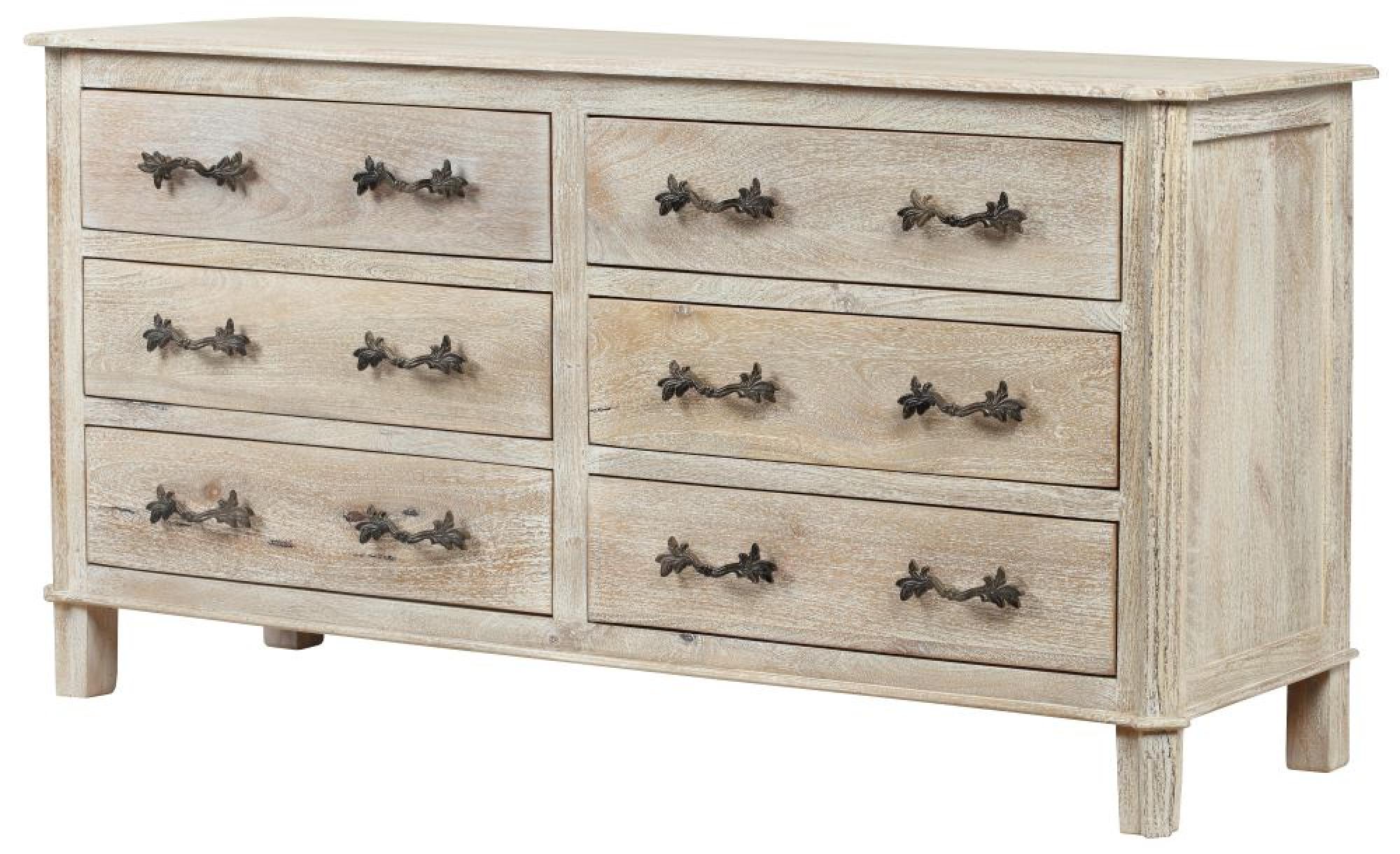 Product photograph of Nimes French Style Whitewash Chest - 6 Drawers from Choice Furniture Superstore.