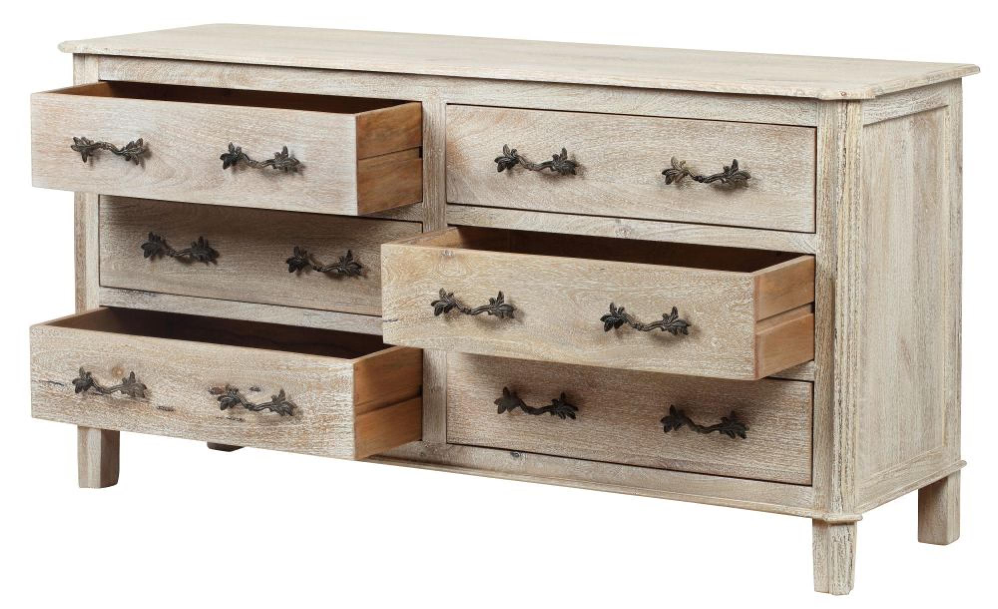 Product photograph of Nimes French Style Whitewash Chest - 6 Drawers from Choice Furniture Superstore.