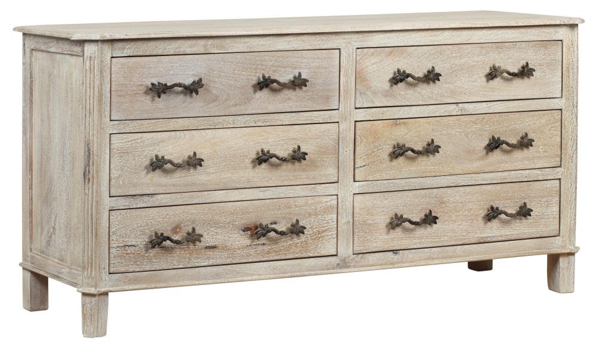 Product photograph of Nimes French Style Whitewash Chest - 6 Drawers from Choice Furniture Superstore.